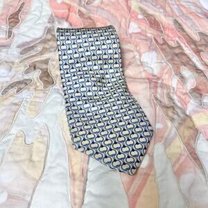 Vintage Tommy Hilfiger Yellow Blue Horse Bit Equestrian Print Silk Tie